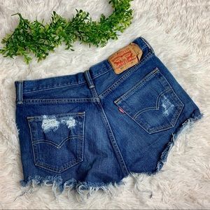 Levi's 501 Distressed Blue Short cut off Shorts